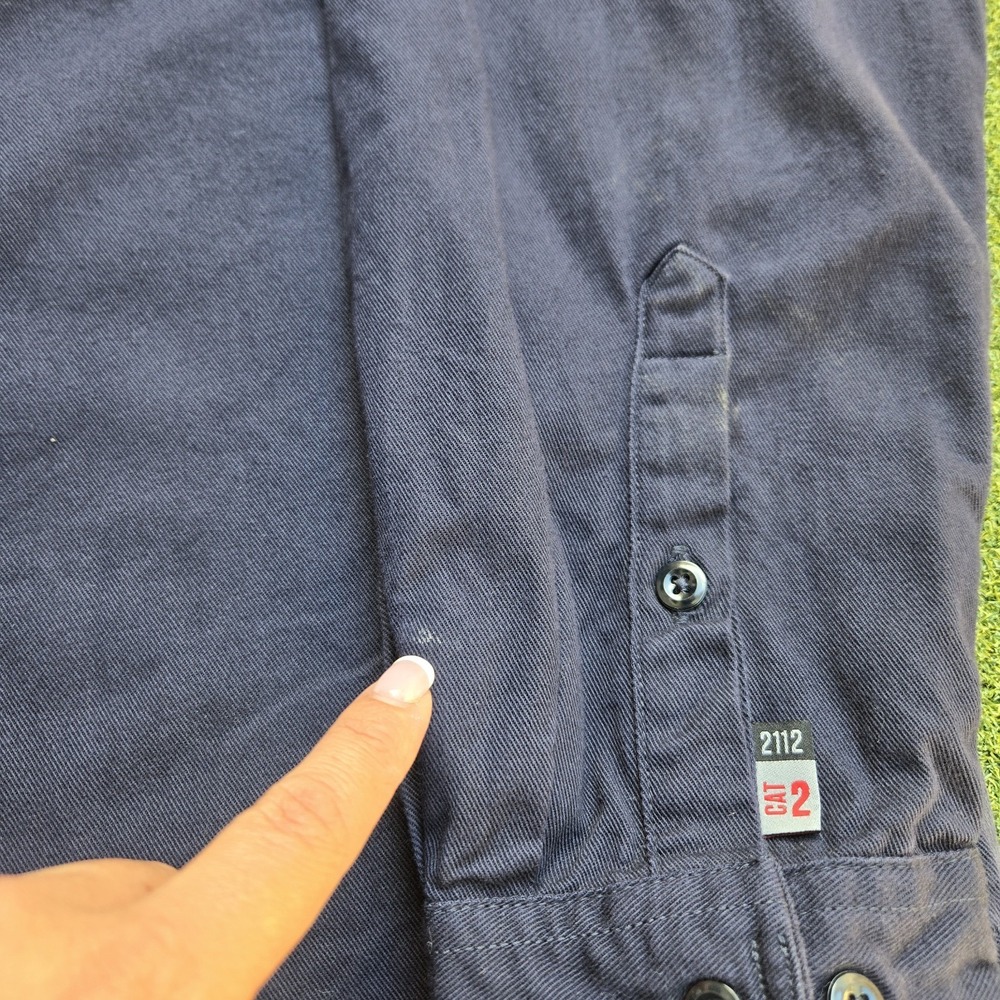 Carhartt FR Shirt Men's XL Navy Blue loose Fit Long Sleeve Liuna Logo - Picture 6 of 11